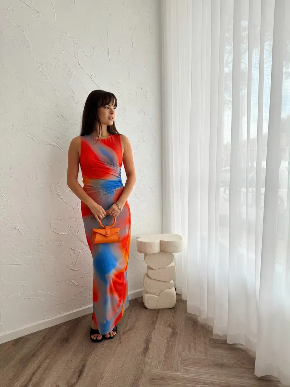 Scanlan Theodore Italian Watercolour Dress in Red/Blue Size AU 8 - Image 5