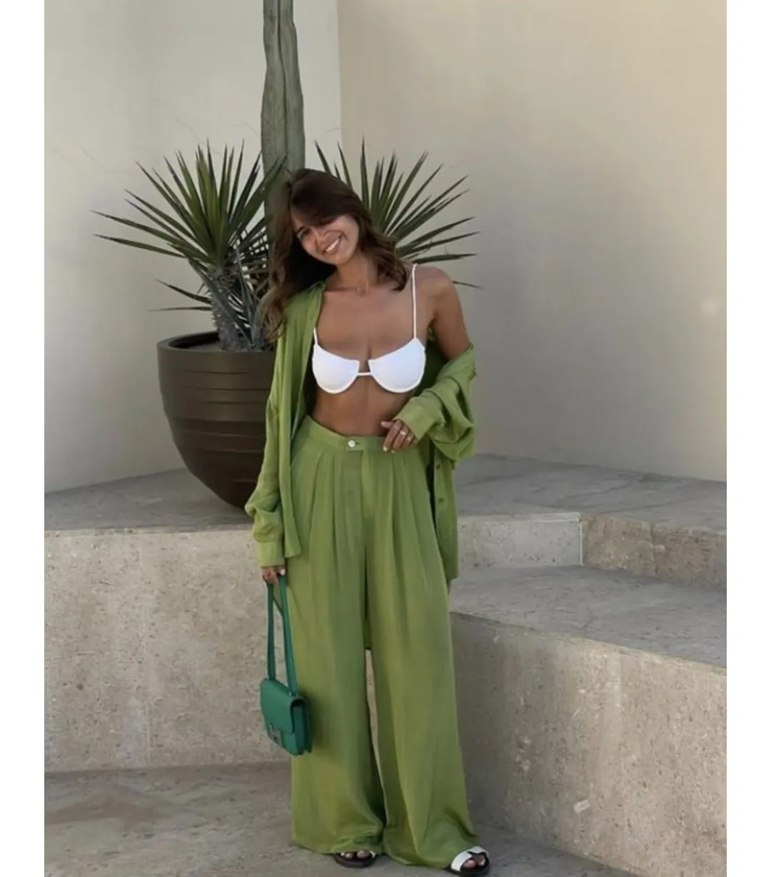 Posse The Label Frankie Top Size AU XS and Pant Size AU 10 Set Green for rent on The Volte - main image