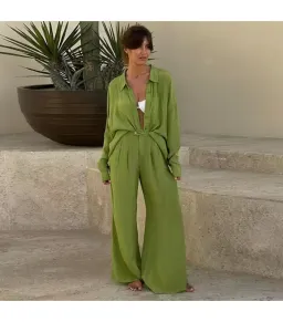 Posse The Label Frankie Top Size AU XS and Pant Size AU 10 Set Green for rent on The Volte - image 1