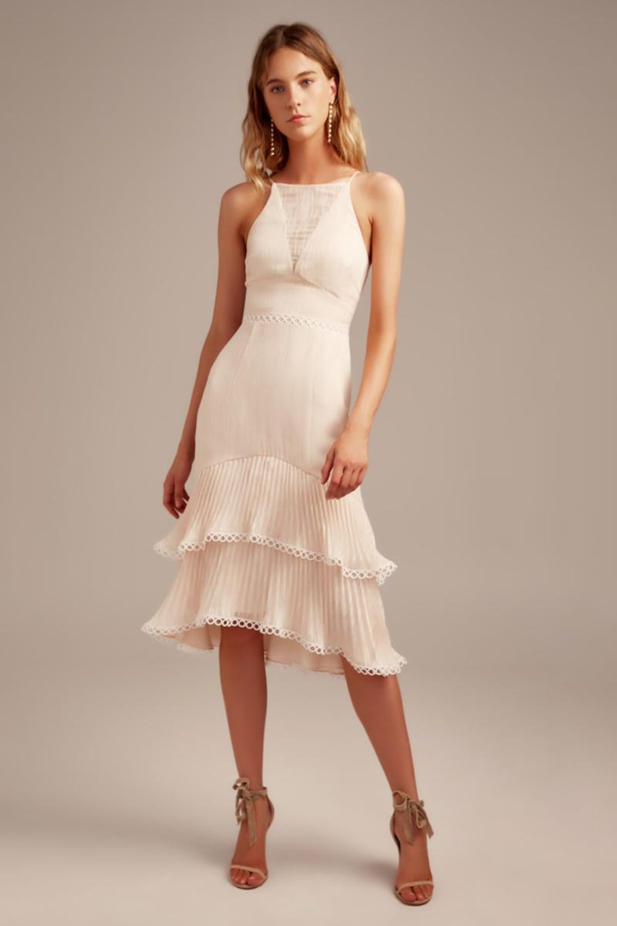 KEEPSAKE Too Close Midi Dress - Peach Nude - Image 3