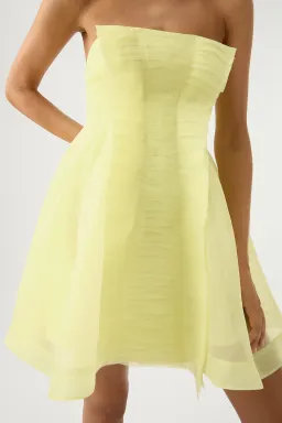 Aje Astrid Strapless Mini Dress Light Yellow Lemon Size 4 for rent on The Volte - image 2