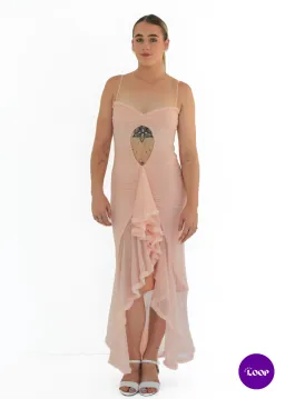 House of CB Gabriella Ruffled Front Gown Soft Peach Size S / AU 8 for rent on The Volte - image 2