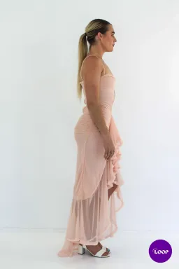 House of CB Gabriella Ruffled Front Gown Soft Peach Size S / AU 8 for rent on The Volte - image 3