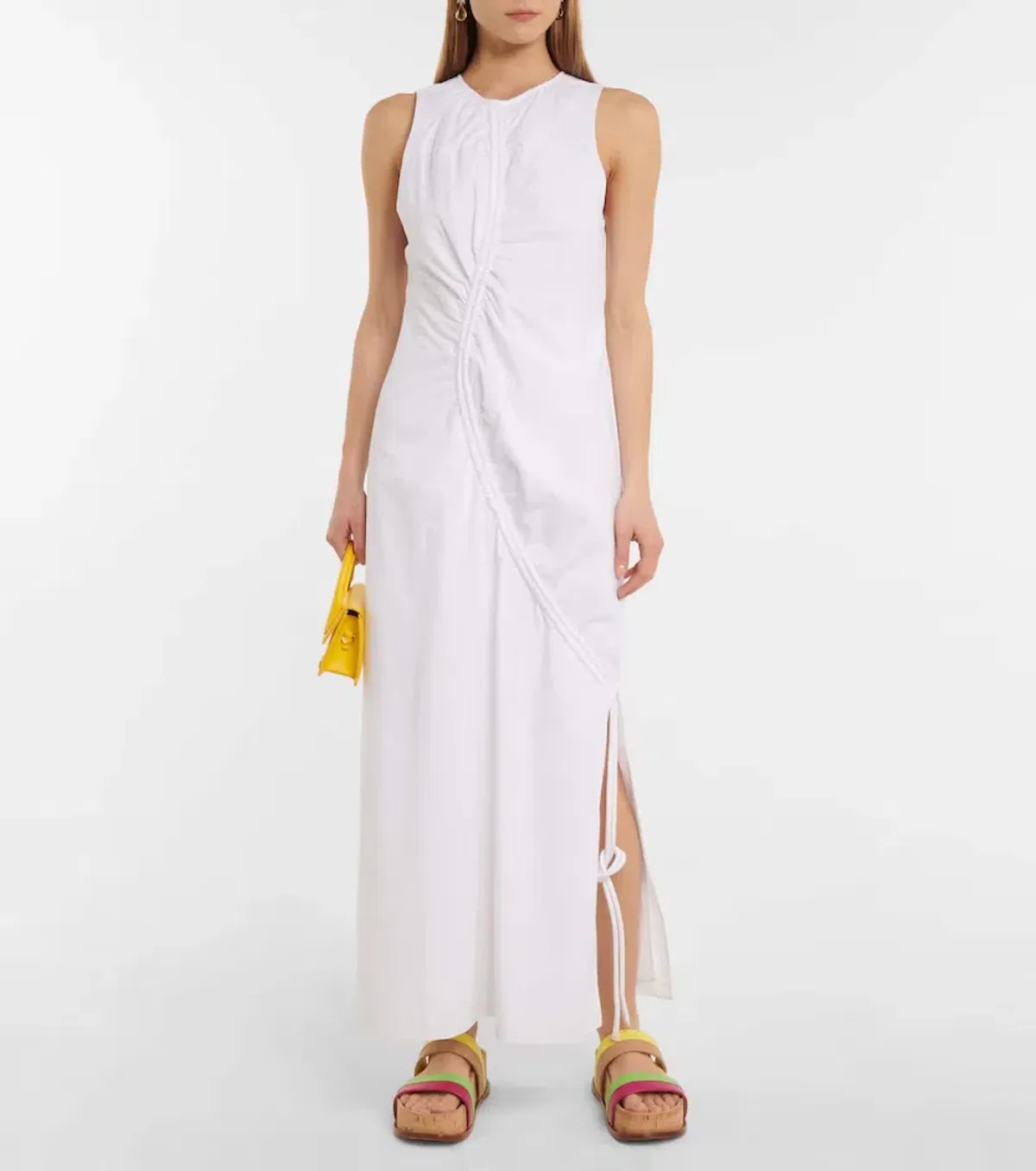 Sir The Label Ilkin Asymmetric Cotton Maxi Dress in White Size 1 / AU 8 for rent on The Volte - main image