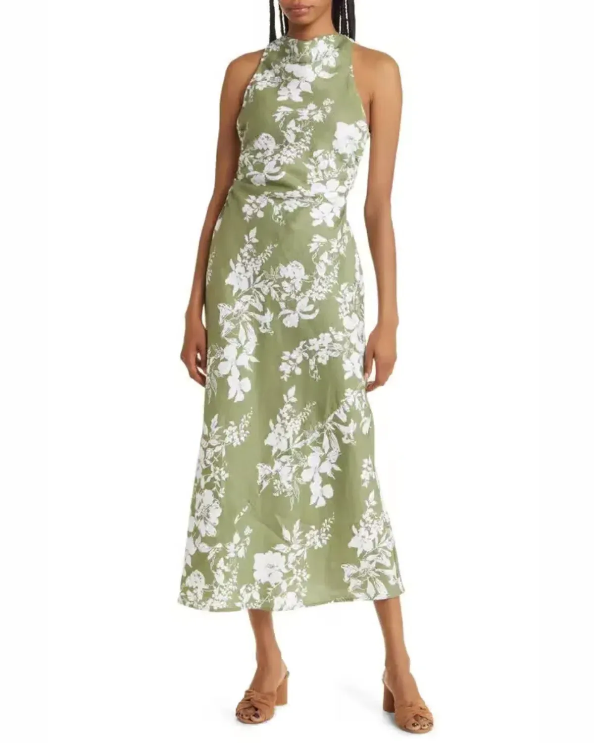 Reformation Casette Linen Dress Midi Linen Dress Floral Size AU 8 for rent on The Volte - main image