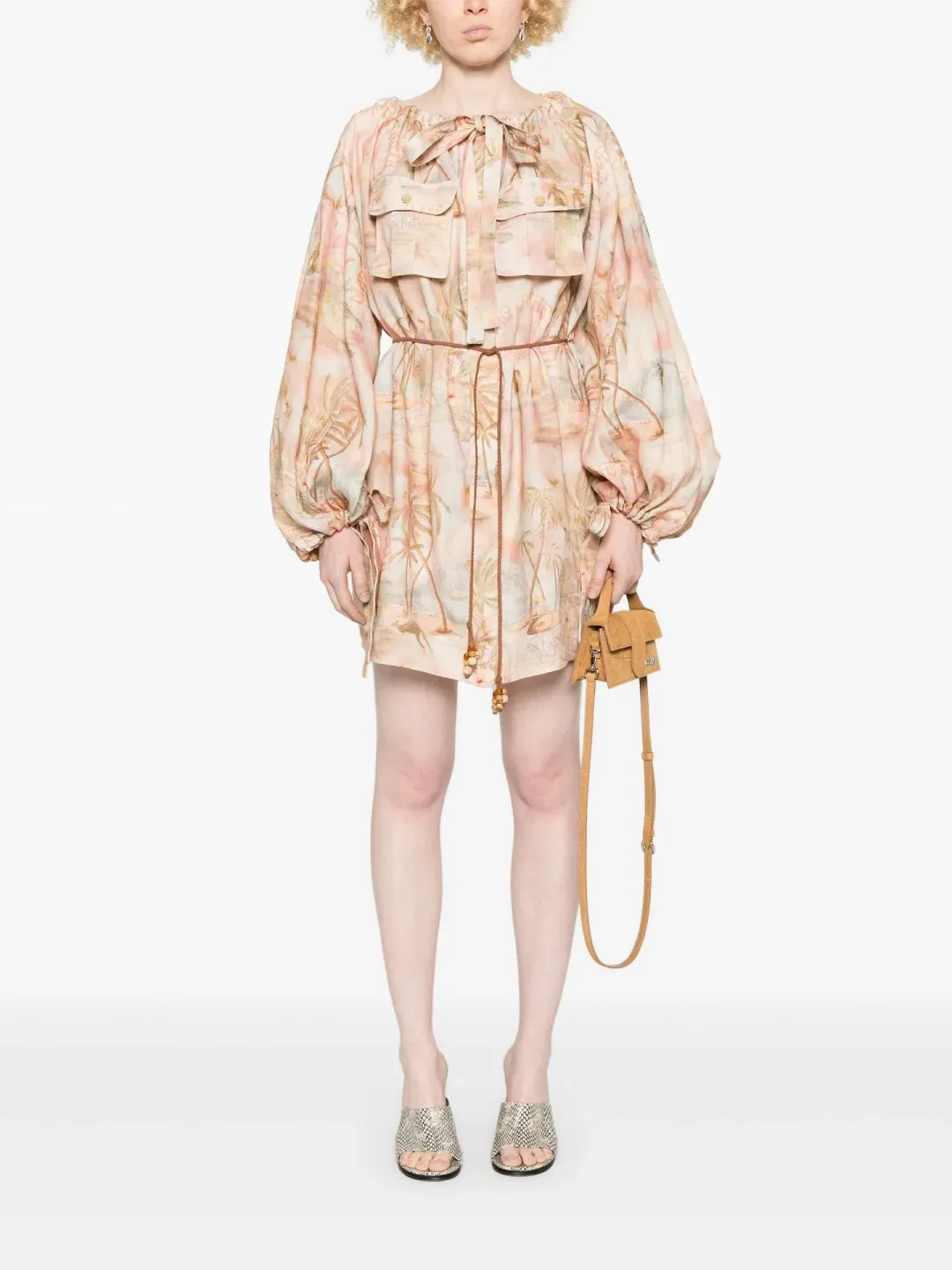 Zimmermann Illuminate Relaxed Mini Dress in Guava Paradise Size XS / AU 6P for rent on The Volte - main image