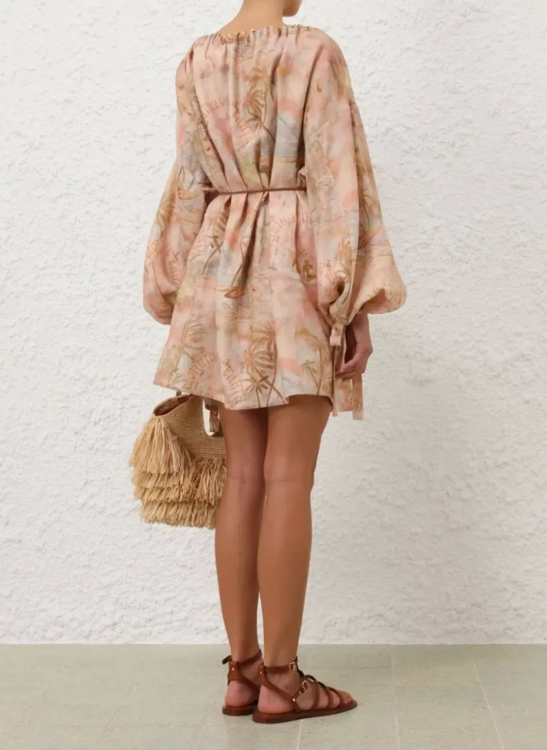 Zimmermann Illuminate Relaxed Mini Dress in Guava Paradise Size XS / AU 6P for rent on The Volte - main image