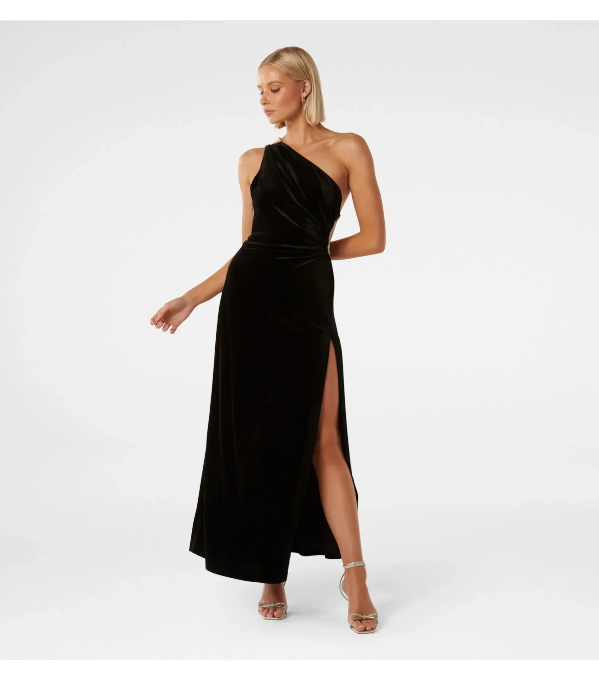 Forever New Costanza Diamante Velvet Gown Black Size AU 4 - Image 1