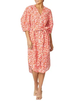 Anthea Crawford Kelly Knee Length Shirtdress Orange/White Size 18 for rent on The Volte - image 1
