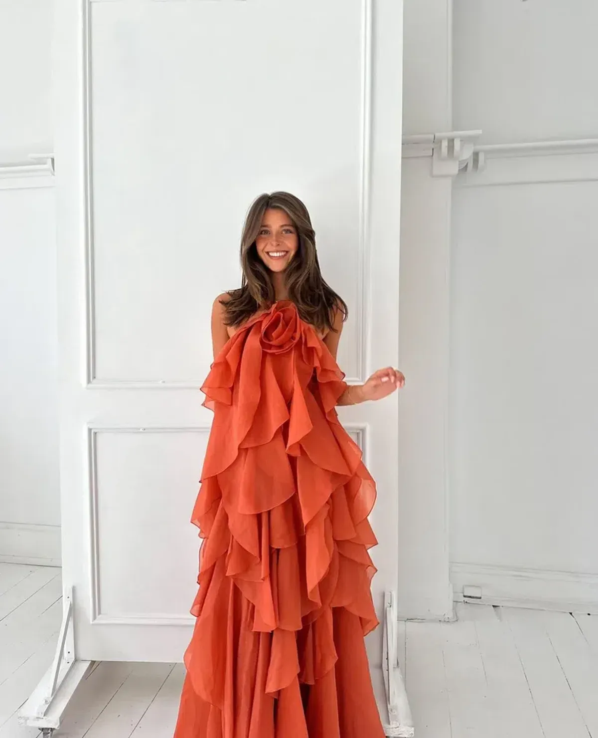 AJE Pandorea Layered Maxi Dress Coral Clay Size 10 - Image 5