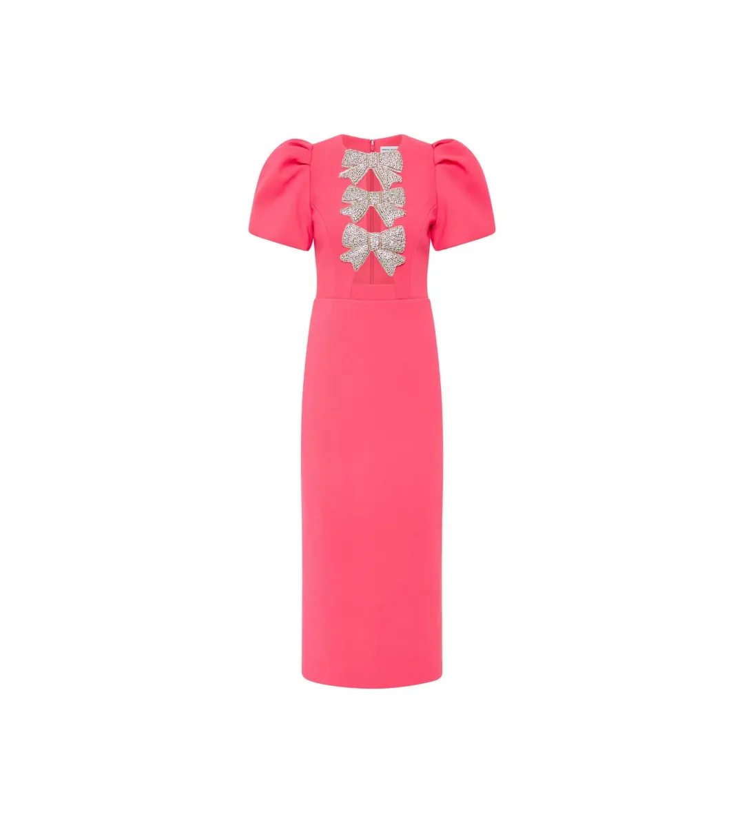 Rebecca Vallance Posey Puff Sleeve Midi Dress Pink Size 12 for rent on The Volte - main image