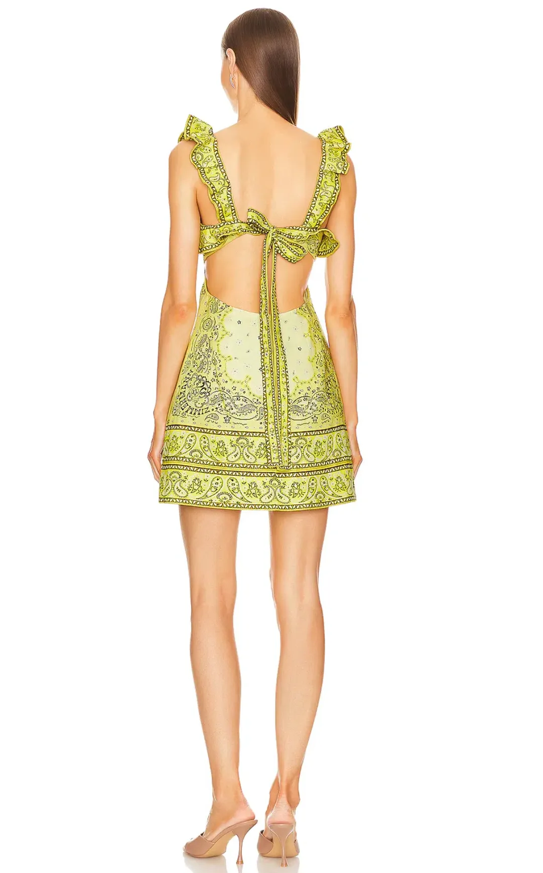 Zimmermann Matchmaker Frill Mini Dress Yellow Bandana Size 3 / AU 14 for rent on The Volte - main image
