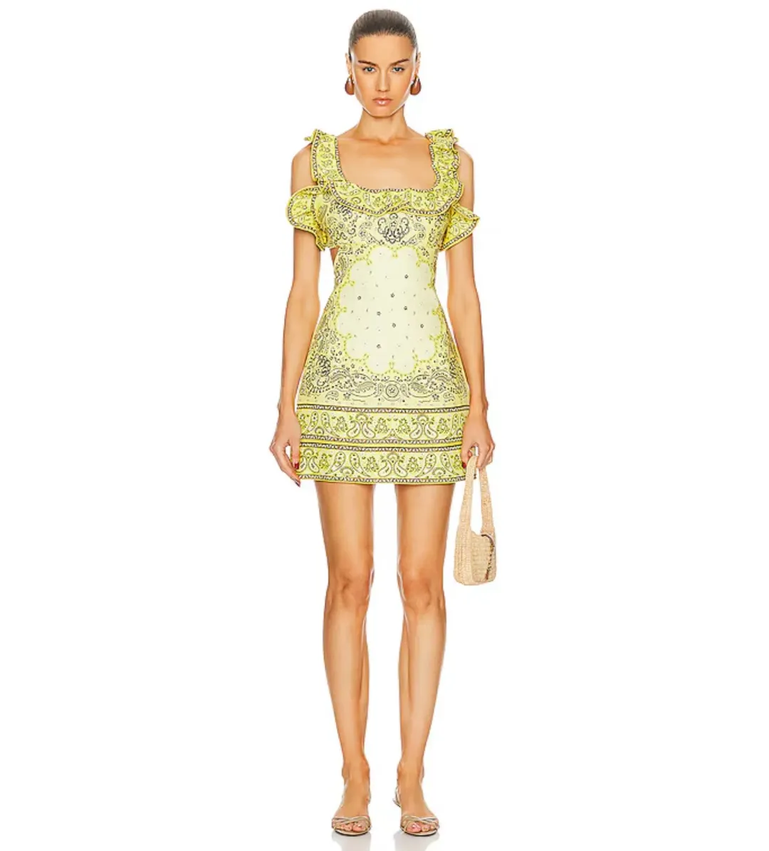 Zimmermann Matchmaker Frill Mini Dress Yellow Bandana Size 3 / AU 14 for rent on The Volte - main image