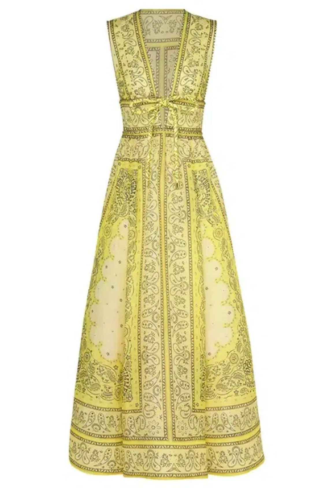 Zimmermann Matchmaker Bow Long Dress Yellow Bandana Size 3 / AU 14 for rent on The Volte - main image