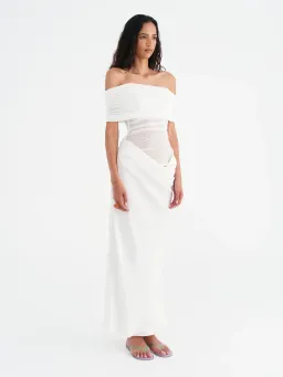 Benni Nico Off Shoulder Maxi Dress White Size AU 8 for rent on The Volte - image 2