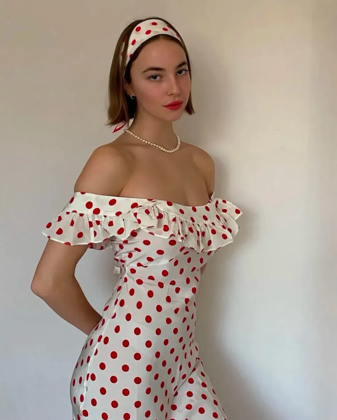 Realisation Par Claudia Dress in Super Dot White Red Size M (AU 10-12) for rent on The Volte - main image