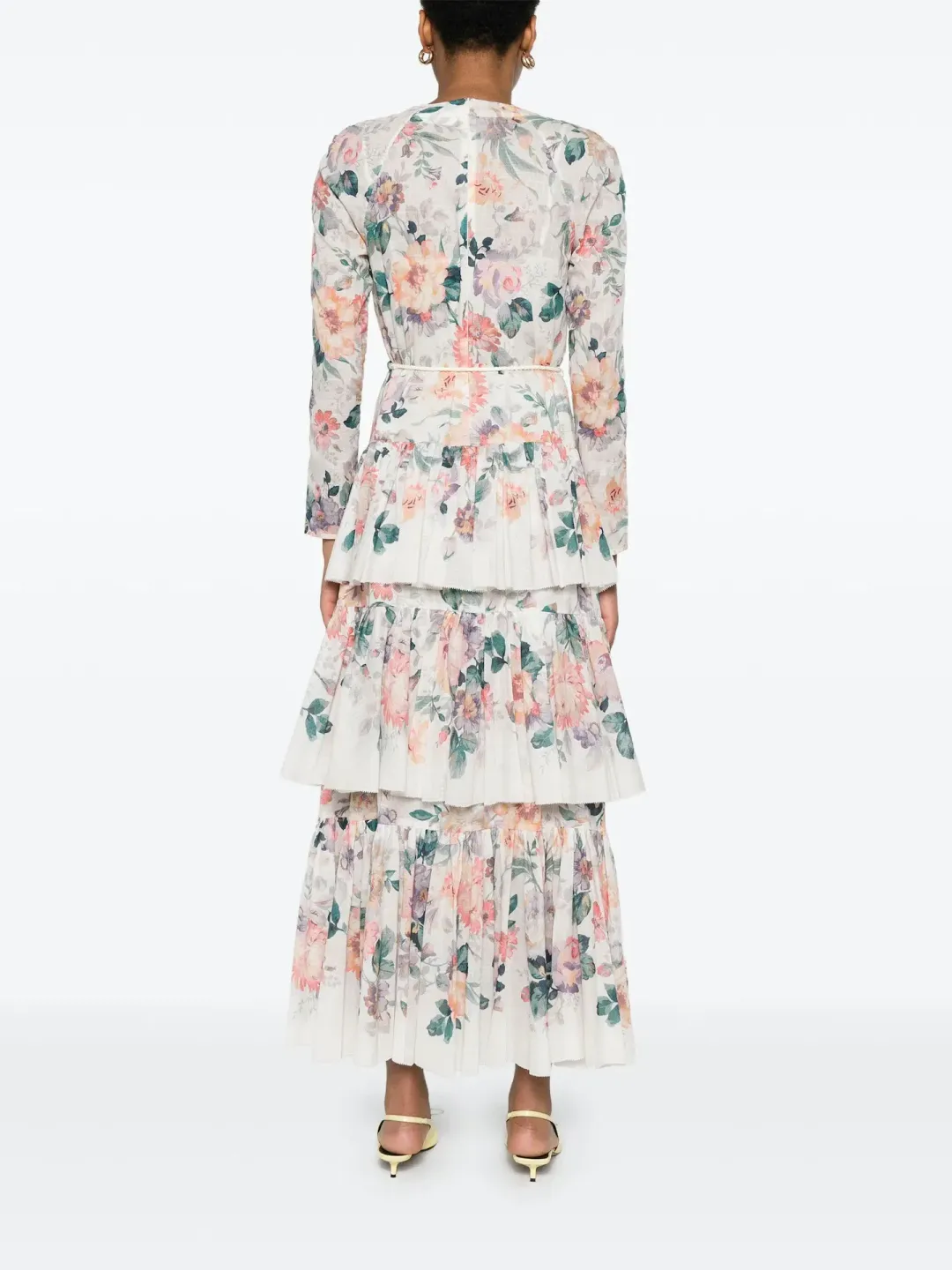 Zimmermann Acacia Tiered Maxi Dress Cream Multi Floral Size 0 / AU 8 for rent on The Volte - main image