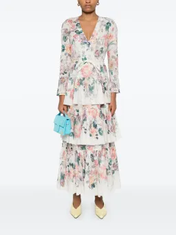 Zimmermann Acacia Tiered Maxi Dress Cream Multi Floral Size 0 / AU 8 for rent on The Volte - image 1