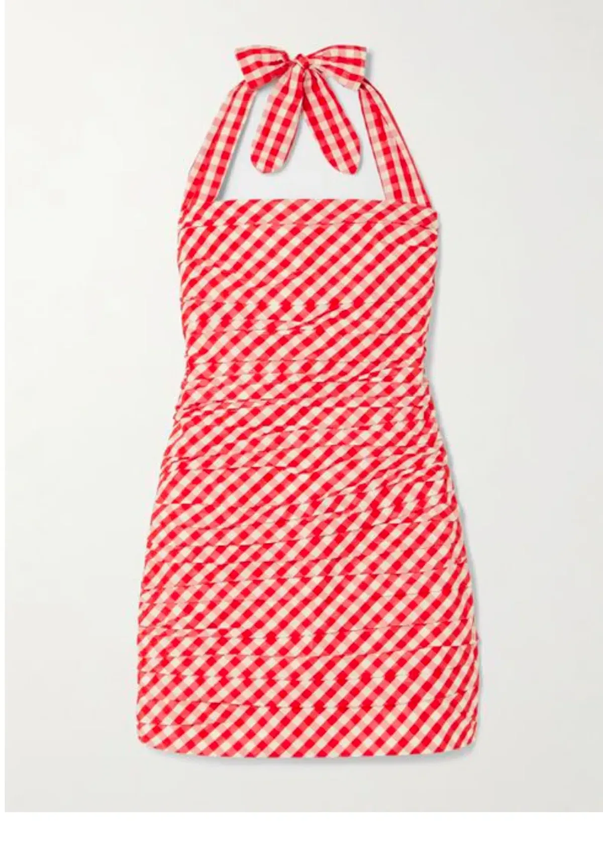 Bernadette Tippy Gingham Pleated Taffeta Halterneck Mini Dress Red Size 6 - Image 3
