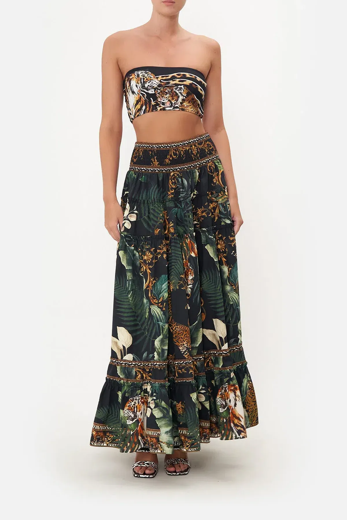 Camilla 4 Tiered Gathered Maxi Skirt Easy Tiger Size M / AU 12 - Image 1