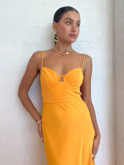By Johnny Callia Wire Midi Dress in Apricot Orange Size 6 for rent on The Volte - image 9