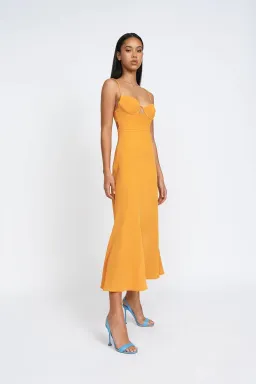By Johnny Callia Wire Midi Dress in Apricot Orange Size 6 for rent on The Volte - image 1
