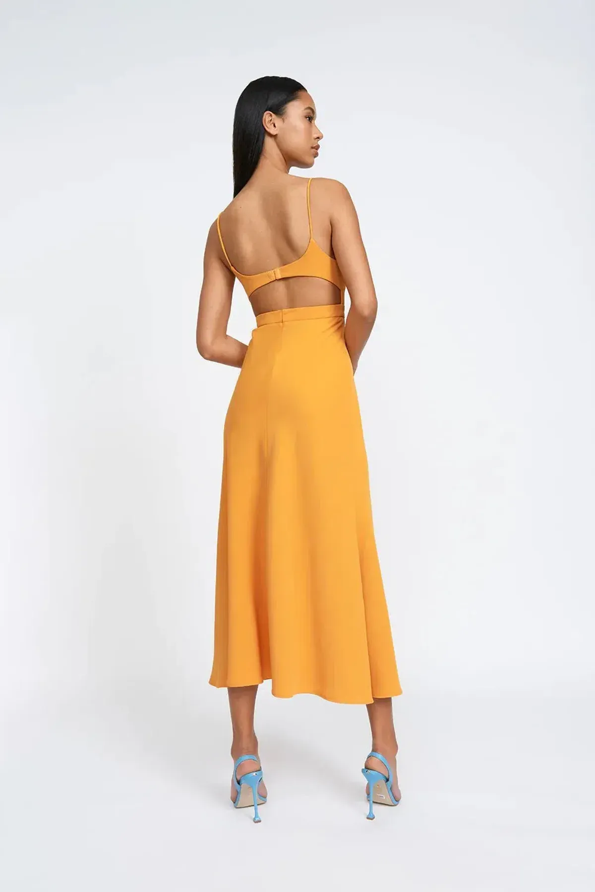 By Johnny Callia Wire Midi Dress in Apricot Orange Size 6 - Image 3