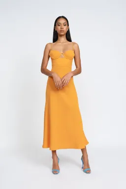 By Johnny Callia Wire Midi Dress in Apricot Orange Size 6 for rent on The Volte - image 2