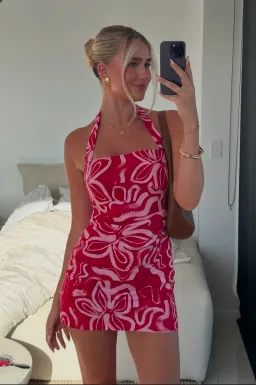 Kookai Soley Rouched Mini Dress Pink/Red Size 8 for rent on The Volte - image 9