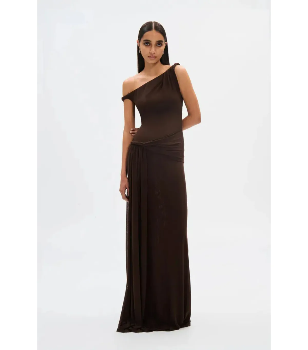 Misha Sisal Mesh Dress Espresso Size 8 - Image 2