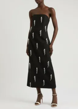 Odd Muse The Ultimate Muse Strapless Pearl-embellished Midi Dress Black Size AU 10 for rent on The Volte - image 6
