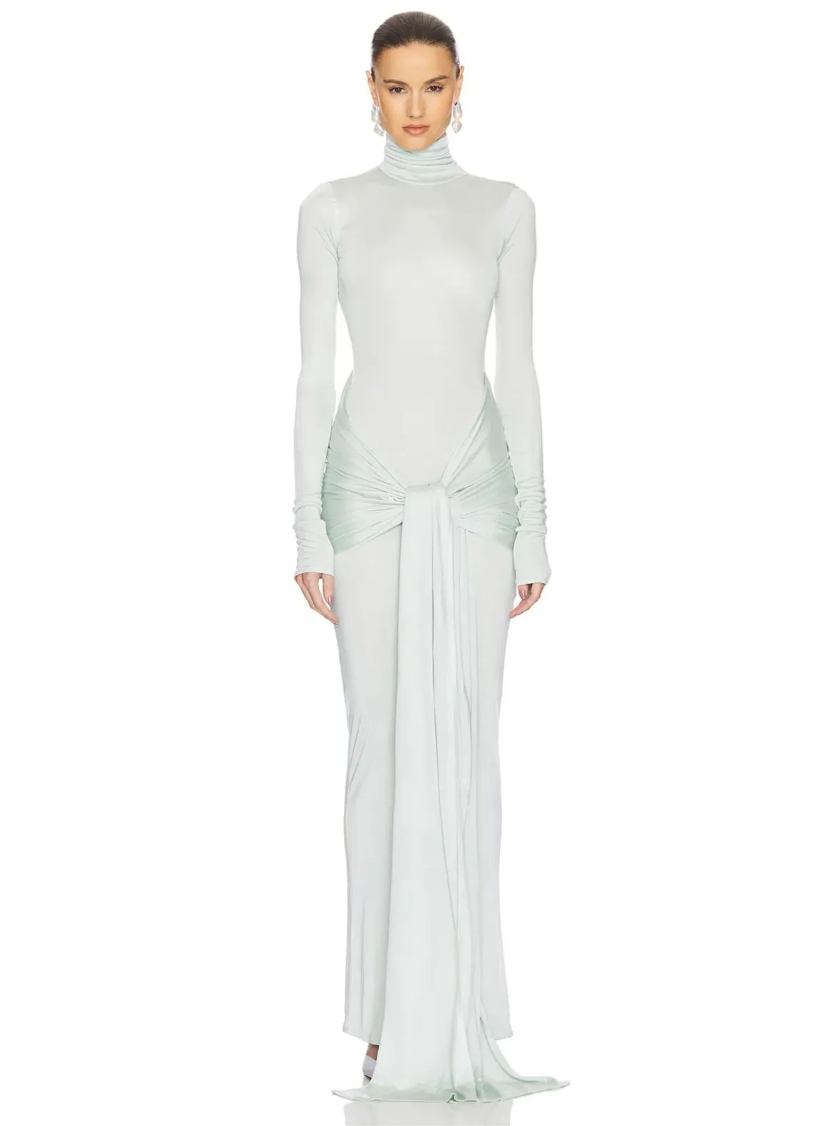 Helsa Slinky Jersey Sarong Maxi Dress Mint Green Size XS / AU 6 - Image 1