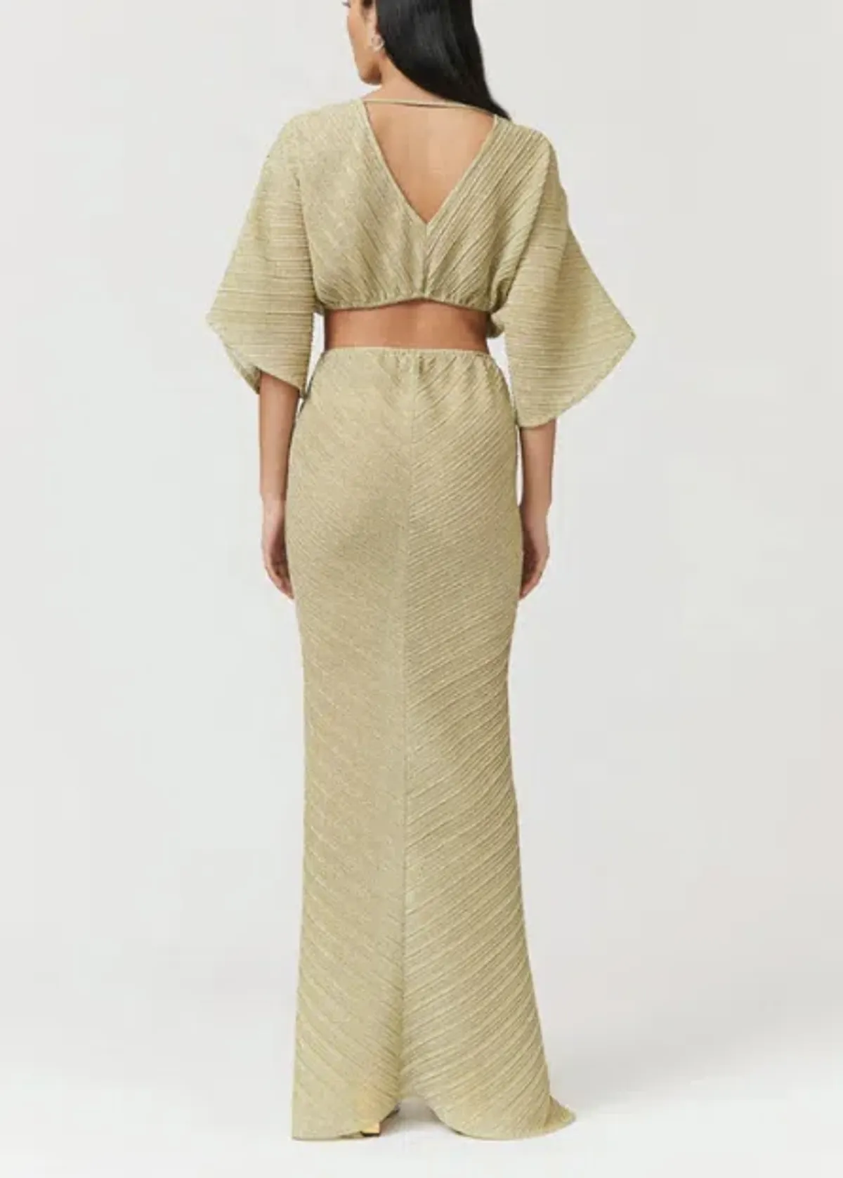 Suboo Stevie Cross-Over Midi Dress Gold Size XS/Au 8 - Image 3