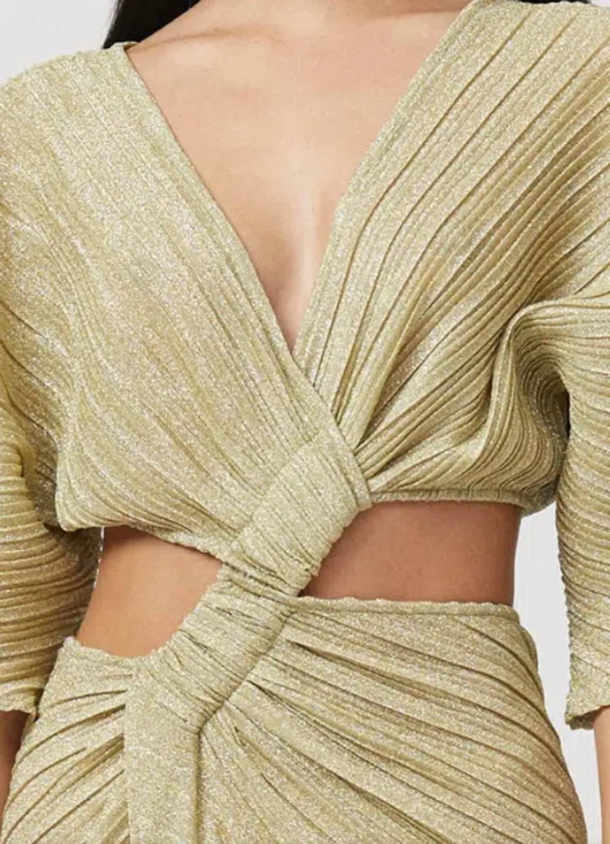 Suboo Stevie Cross-Over Midi Dress Gold Size XS/Au 8 - Image 2