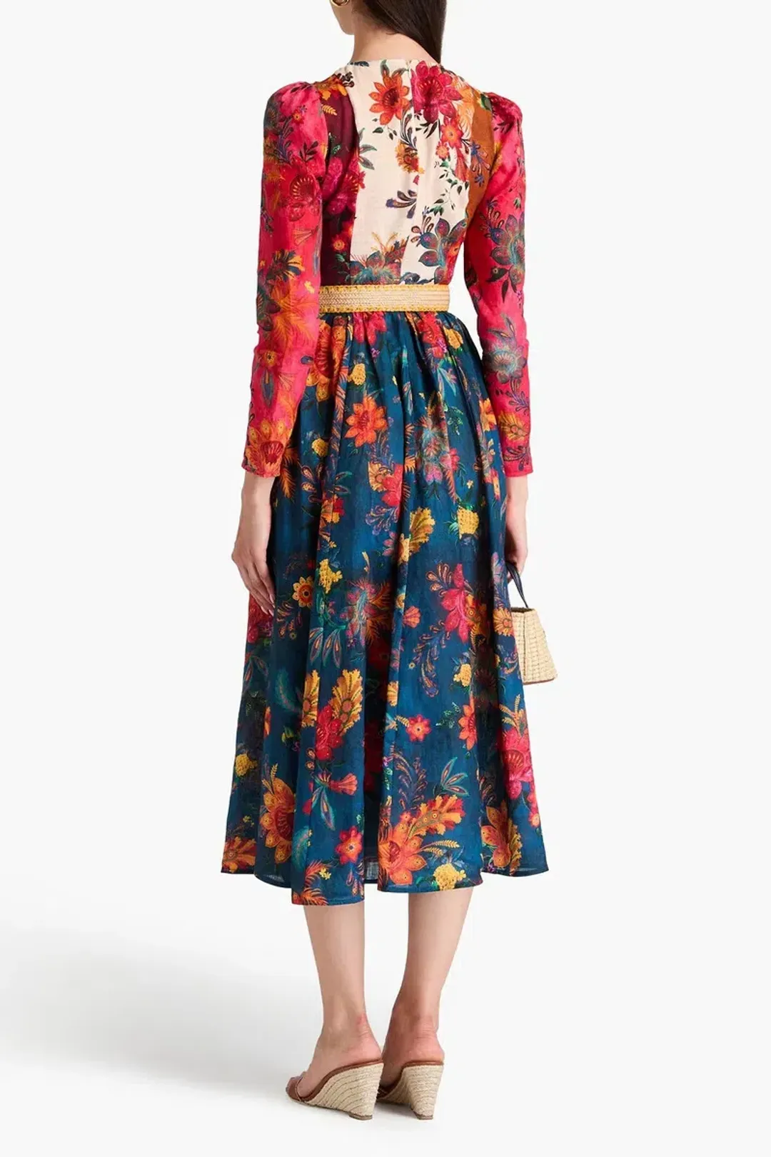Zimmermann Ginger Long Sleeve Midi Dress Spliced Size 2 / AU 12 for rent on The Volte - main image