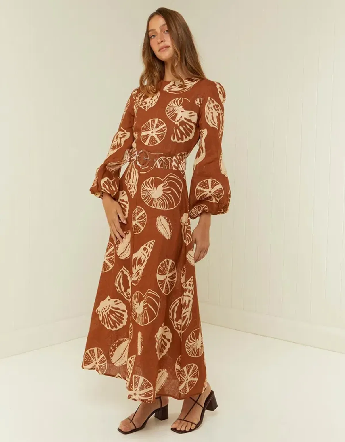 Palm Noosa Melrose Belted Long Sleeve Dress Brown Size 14 - Image 2
