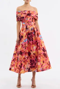 Rebecca Vallance Gardenia Midi Dress Pink Floral Size 12 for rent on The Volte - image 2