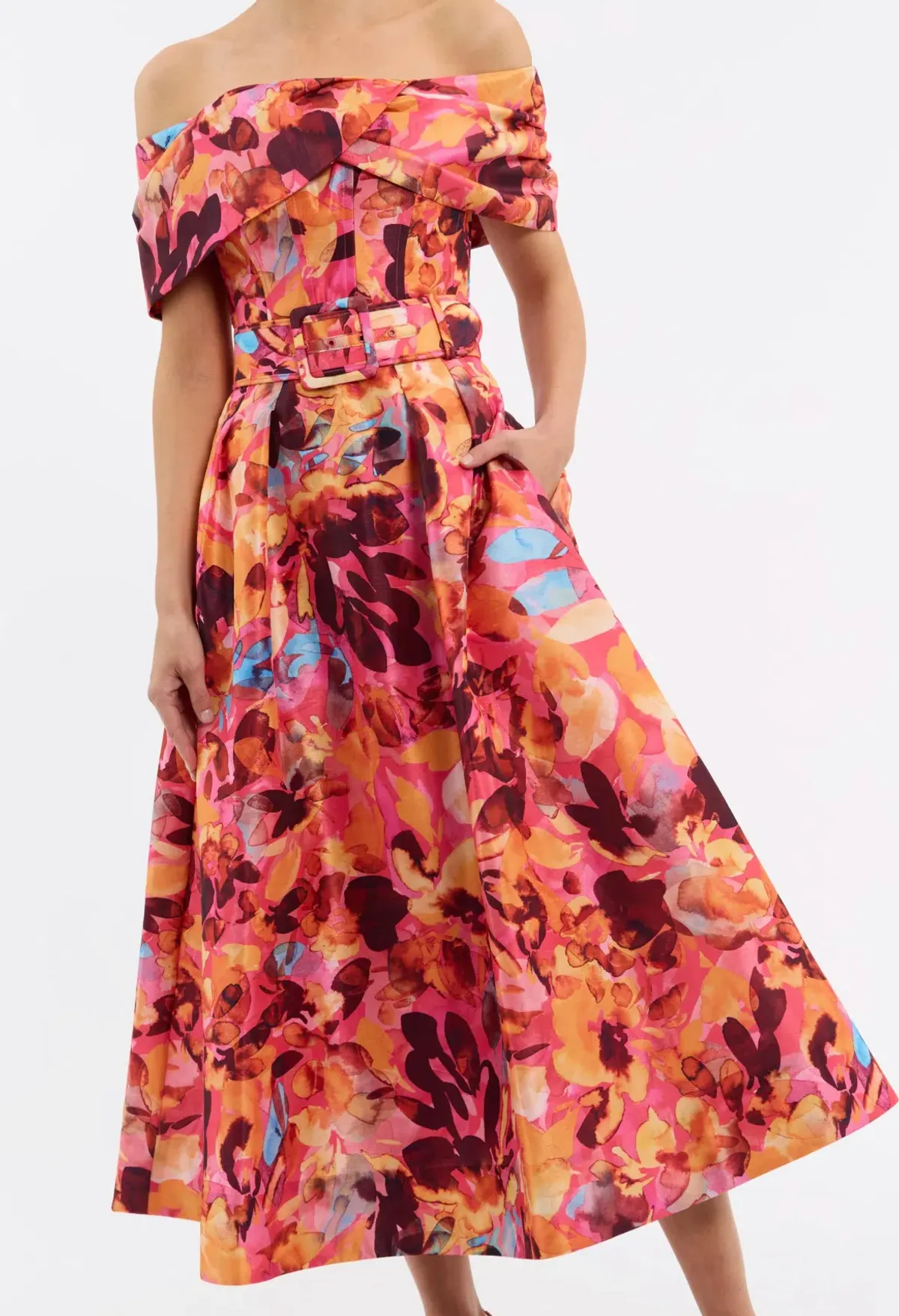 Rebecca Vallance Gardenia Midi Dress Pink Floral Size 14 - Image 4