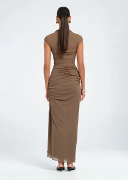 Benni Milo Mesh Maxi Dress Mushroom Size 8 for rent on The Volte - image 3