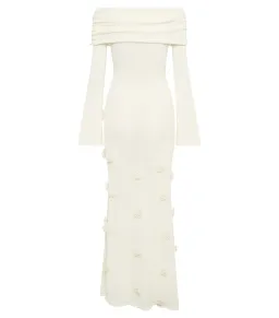 Meshki Kiki Off Shoulder Knit Rose Maxi Dress Ivory Size M / AU 10 for rent on The Volte - image 6