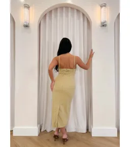 Jacquemus Strapless Cut Out Dress Yellow Size S / AU 8 for rent on The Volte - image 3