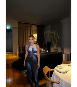 Maniere De Voir Body Print Racer Top and Pants White/Blue Size M / AU 10 for rent on The Volte - image 9