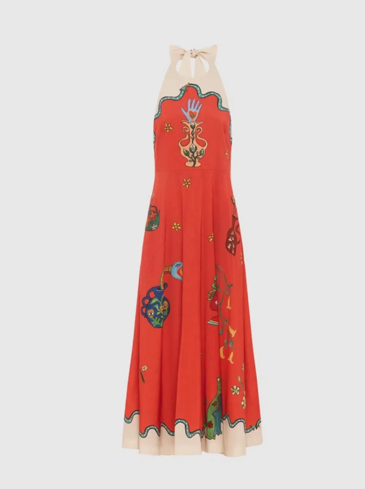Alemais Rose Halter Dress Orange Multi Size 12 - Image 5