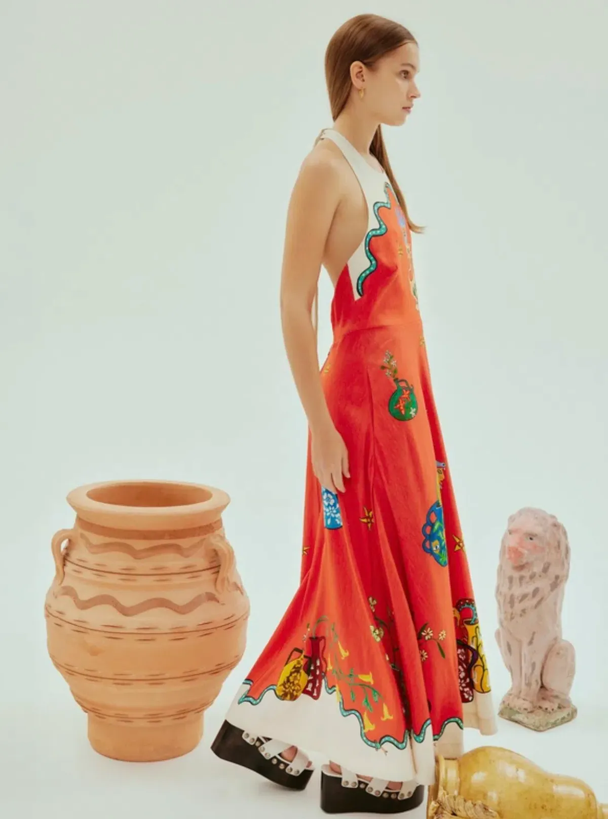 Alemais Rose Halter Dress Orange Multi Size 12 - Image 2