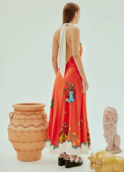 Alemais Rose Halter Dress Orange Multi Size 12 for rent on The Volte - image 3