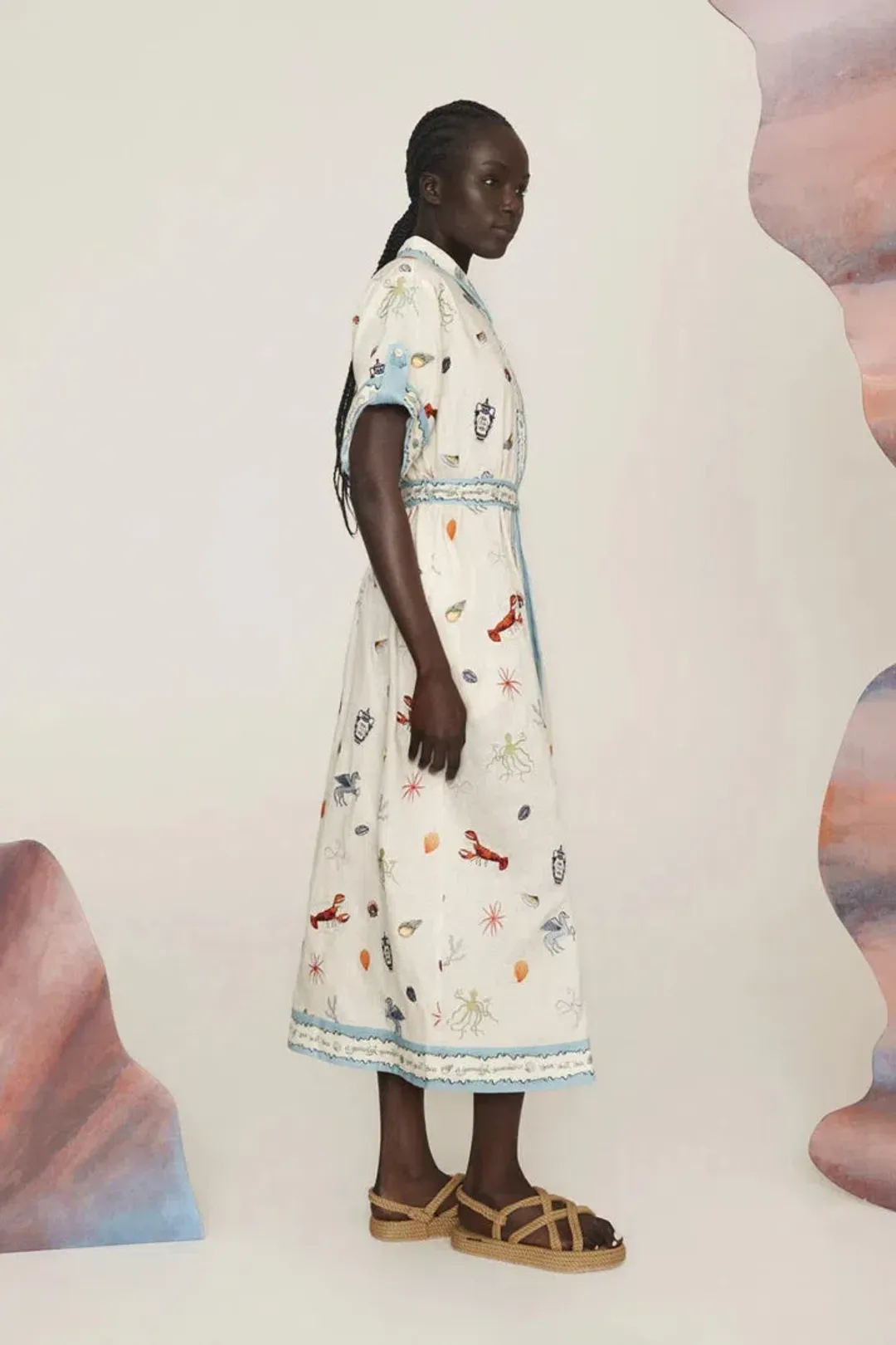 Alemais Sandy Embroidered Shirtdress Print Multi Size 8 for rent on The Volte - main image