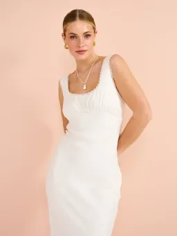 Isabelle Quinn Chelsea Lace Trim Maxi Dress in Ivory Size 8 for rent on The Volte - image 5