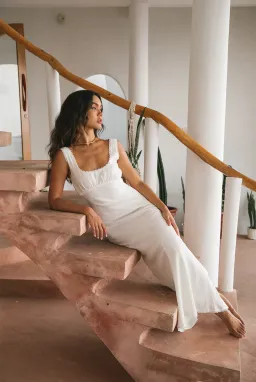 Isabelle Quinn Chelsea Lace Trim Maxi Dress in Ivory Size 8 for rent on The Volte - image 1