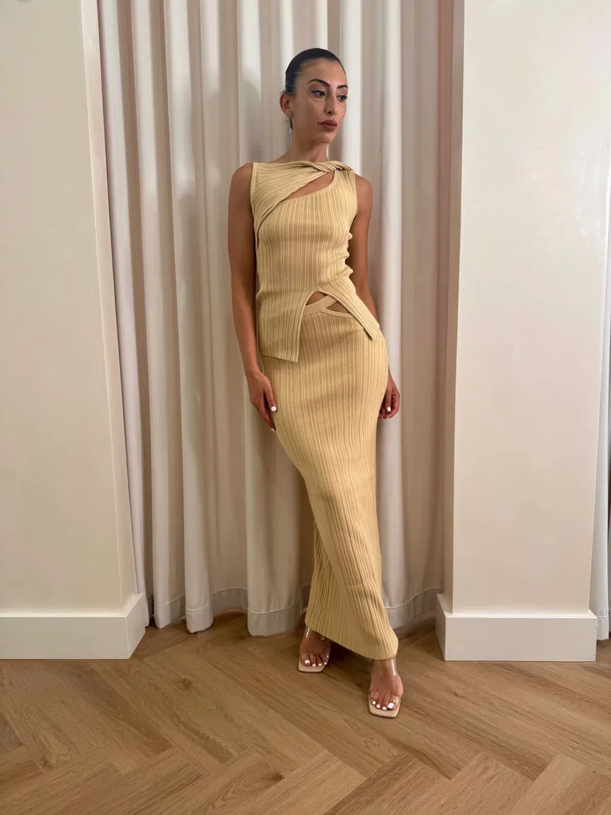 Henne The Romee Knit Top and Skirt Set in Gold Size S / AU 8 - Image 3