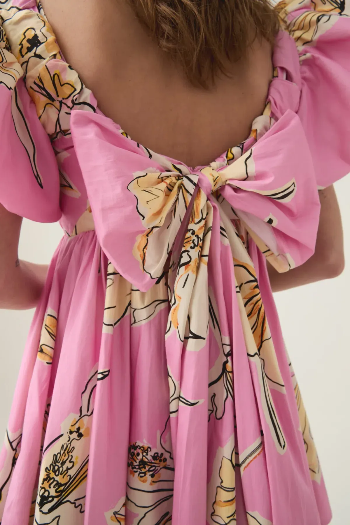 Aje Gretta Bow Back Mini Dress Pink Hibiscus Size AU 14 - Image 3